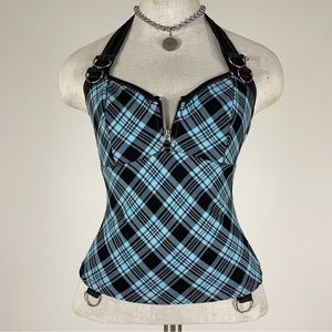 serious plaid bondage top